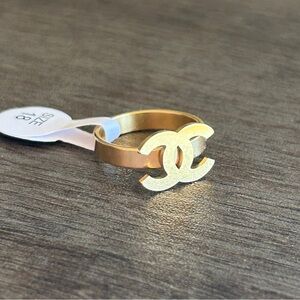 Stainless Steel Gold Monogram Ring